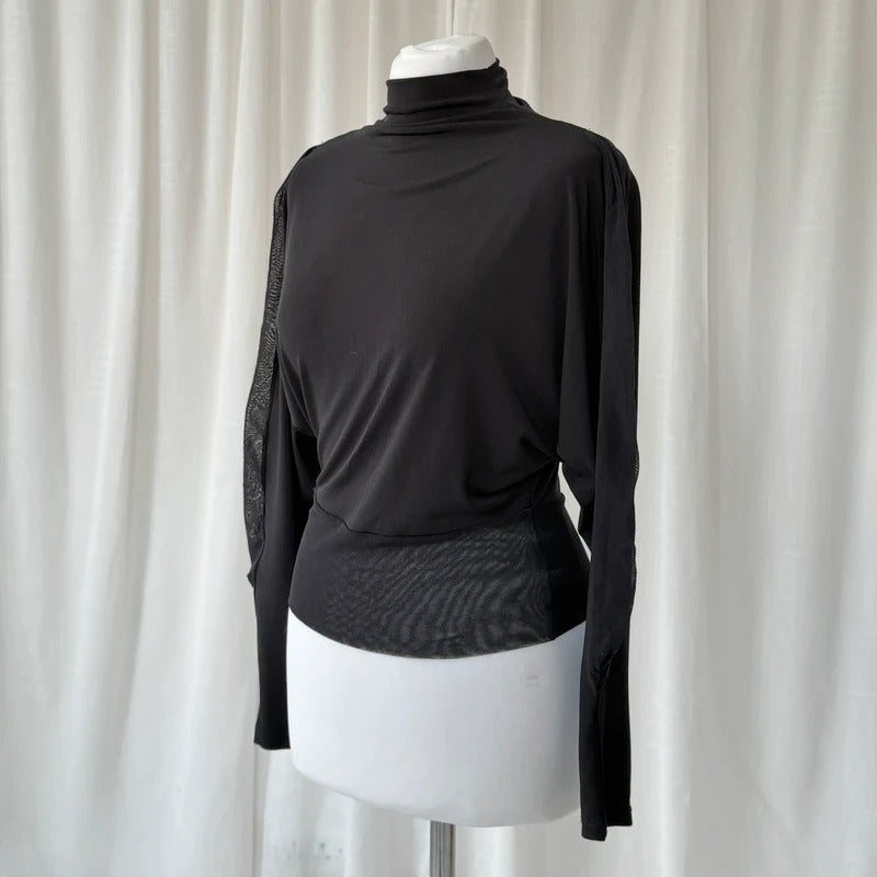 1990s Minimal Batwing High Neck Top