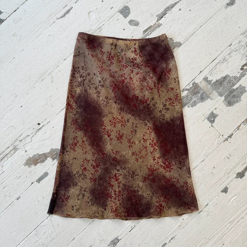 Floral Micro Mesh Midi Skirt
