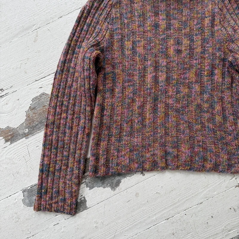 Multicolour Space Dye Wool Rollneck Jumper