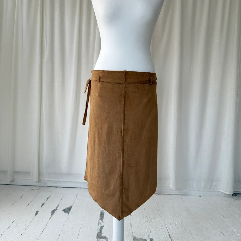 Faux Suede Midi Skirt