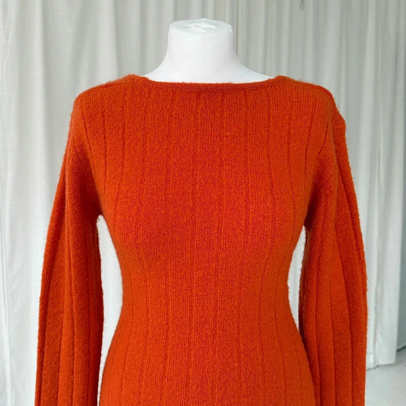 Orange Mohair Backless Knit Jumper