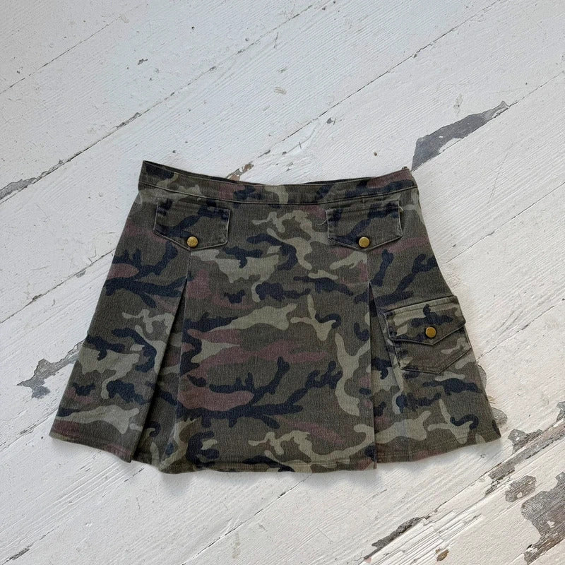 2000s Camouflage Cargo Mini Skirt