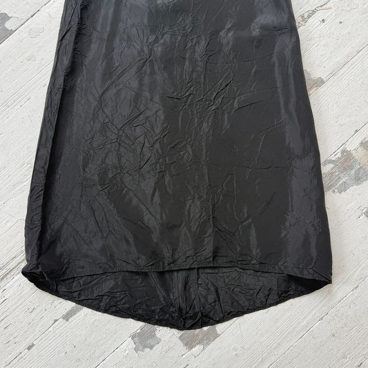90s Black Nylon Maxi Skirt