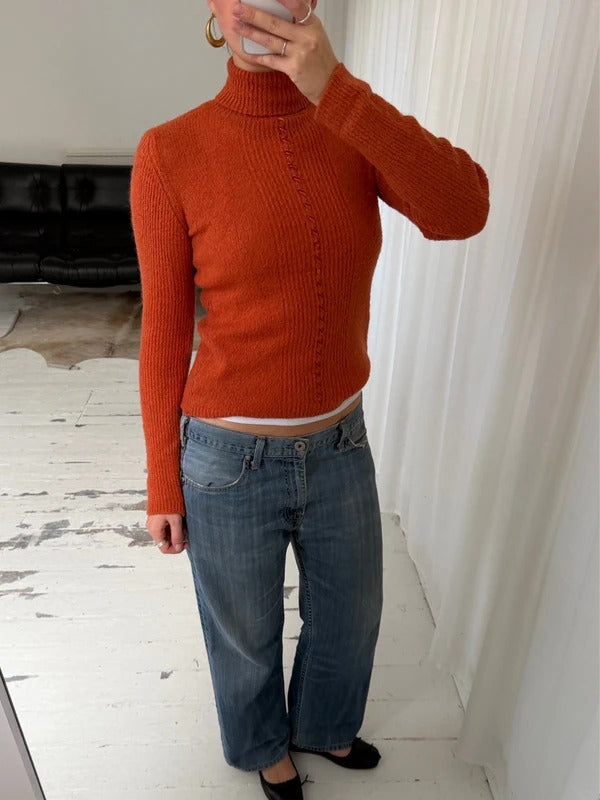 Orange Rollneck Knit Jumper