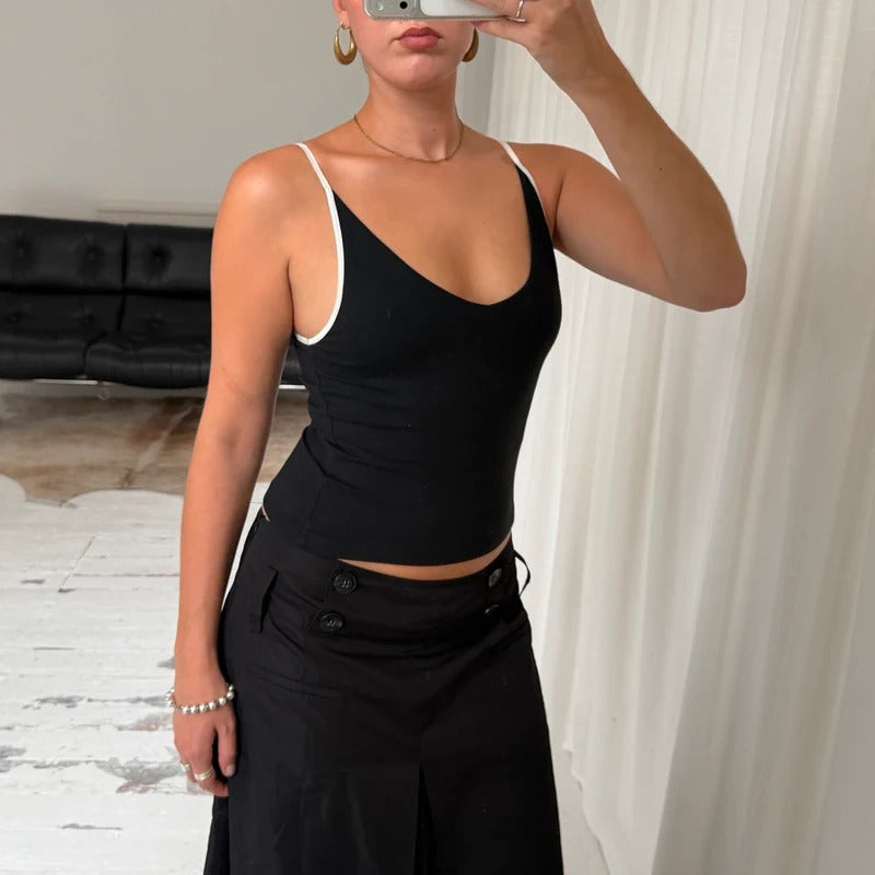 90s Contrast Trim Vest Top