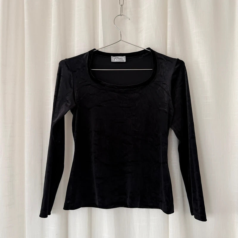 Italian Vintage Black Velvet Top