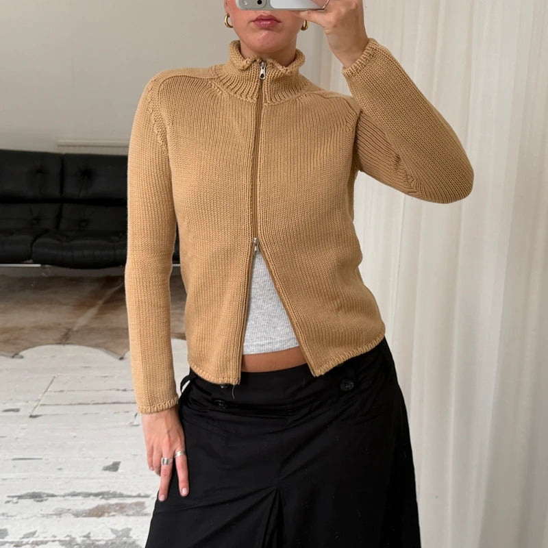 Italian Vintage Pure Wool Double Zip Jumper