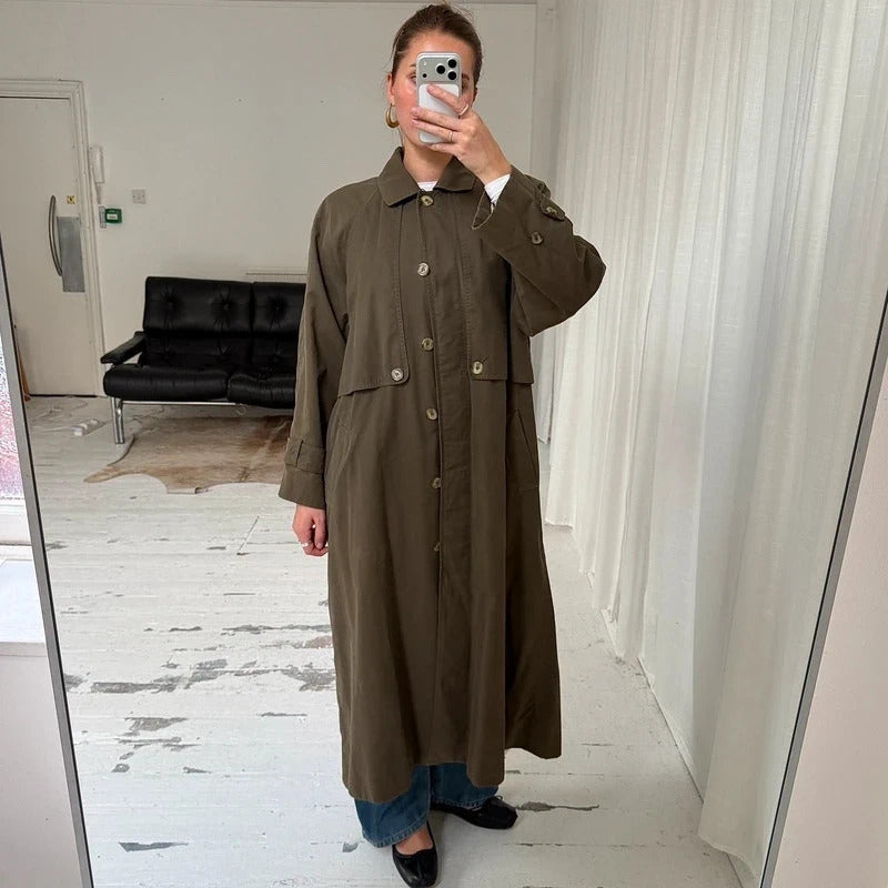 90s Jaeger Khaki Brown Cotton Trench Coat