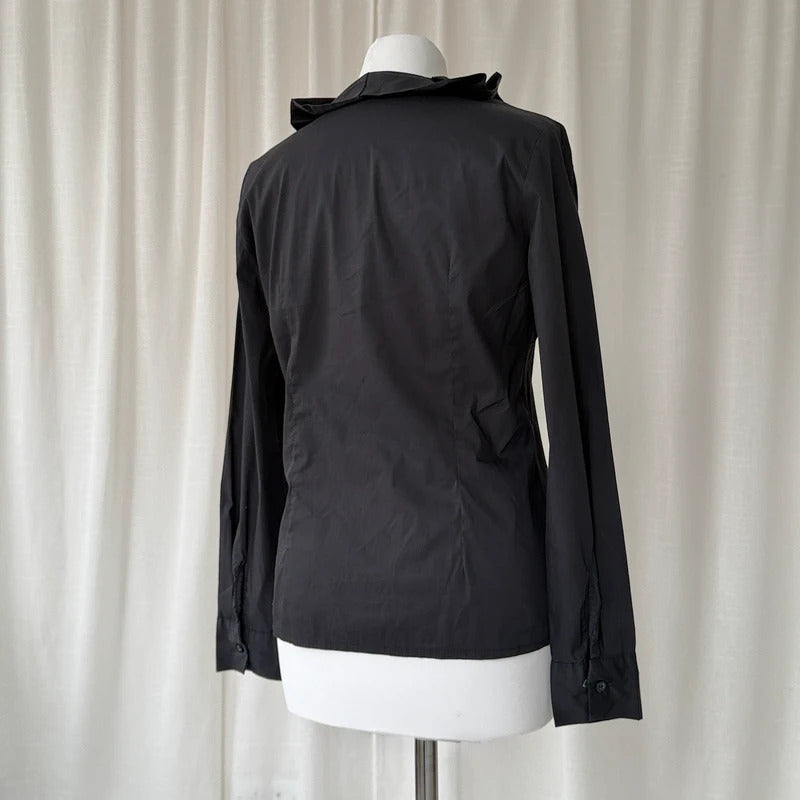 Black Tailored Ruffle Shirt