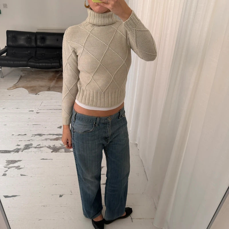 Cream Knit Rollneck Jumper