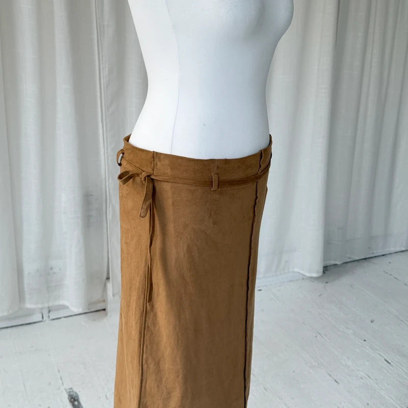 Faux Suede Midi Skirt