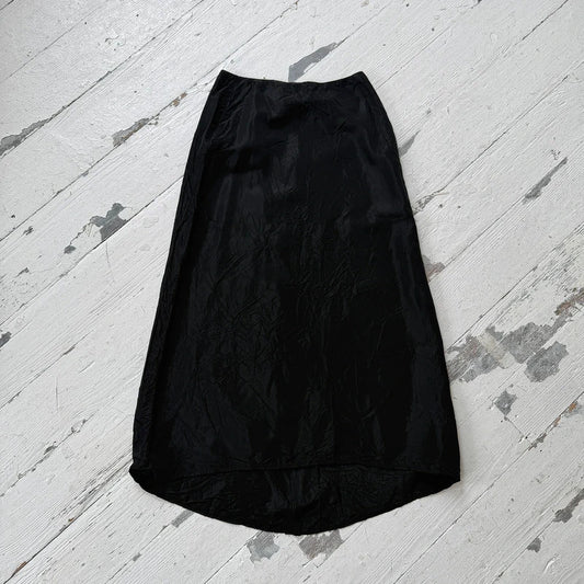 90s Black Nylon Maxi Skirt